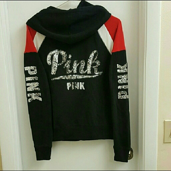 PINK Victoria's Secret Tops - 😍 RARE Vs pink bling hoodie size small